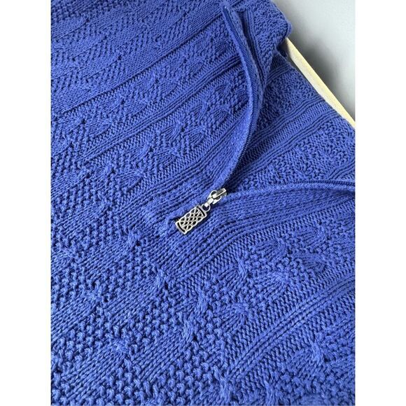 Coldwater Creek Cable Knit Pullover Sweater Zippered Neckline Long Sleeve Blue L - Picture 15 of 15